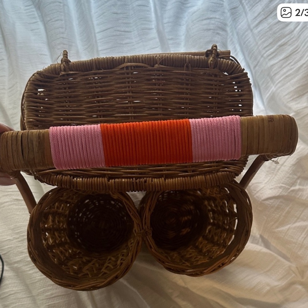 Anthropologie Brown Wicker wine and cheese Basket Set - Picture 2 of 3